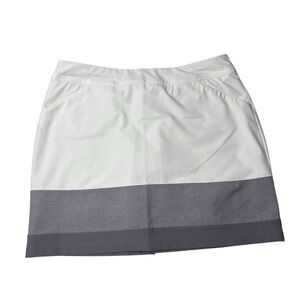 Adidas Athletic Skort White Grey Attached Shorts Back Pocket Golf Tennis Sz Med